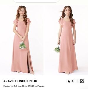 Azazie Rosette A-Line Chiffon Gown